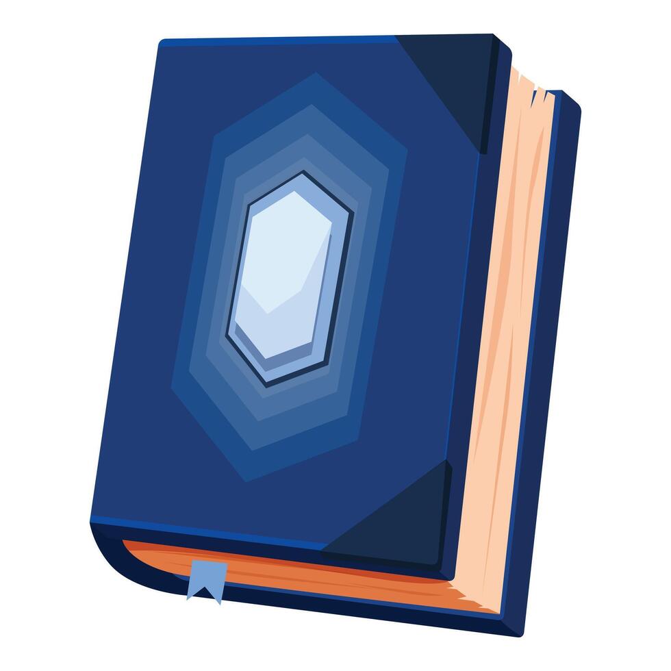 Magic book with crystal gem holding ancient knowledge on cover vector