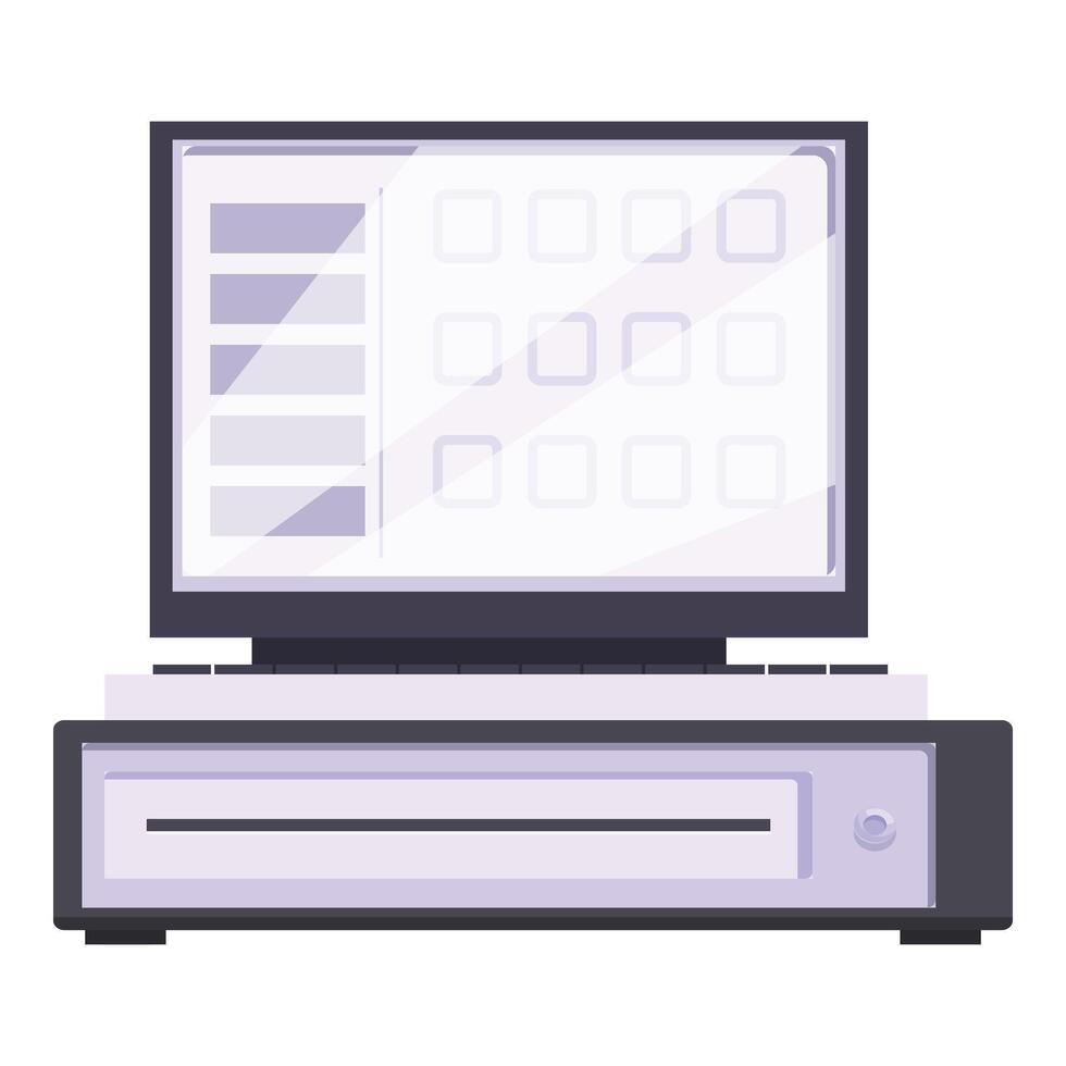 Electronic cash register showing interface displaying financial transaction vector