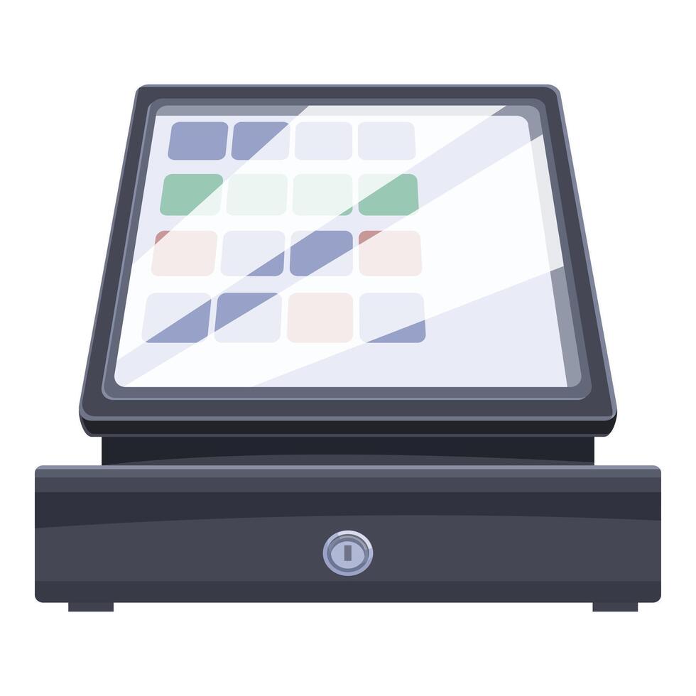 Modern pos terminal with touch screen showing interface for accepting payments vector
