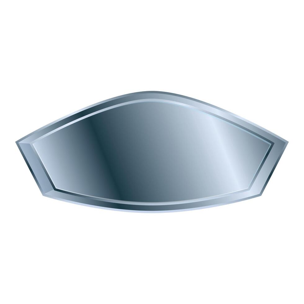 Metallic silver shield blank plaque showing protection and security vector