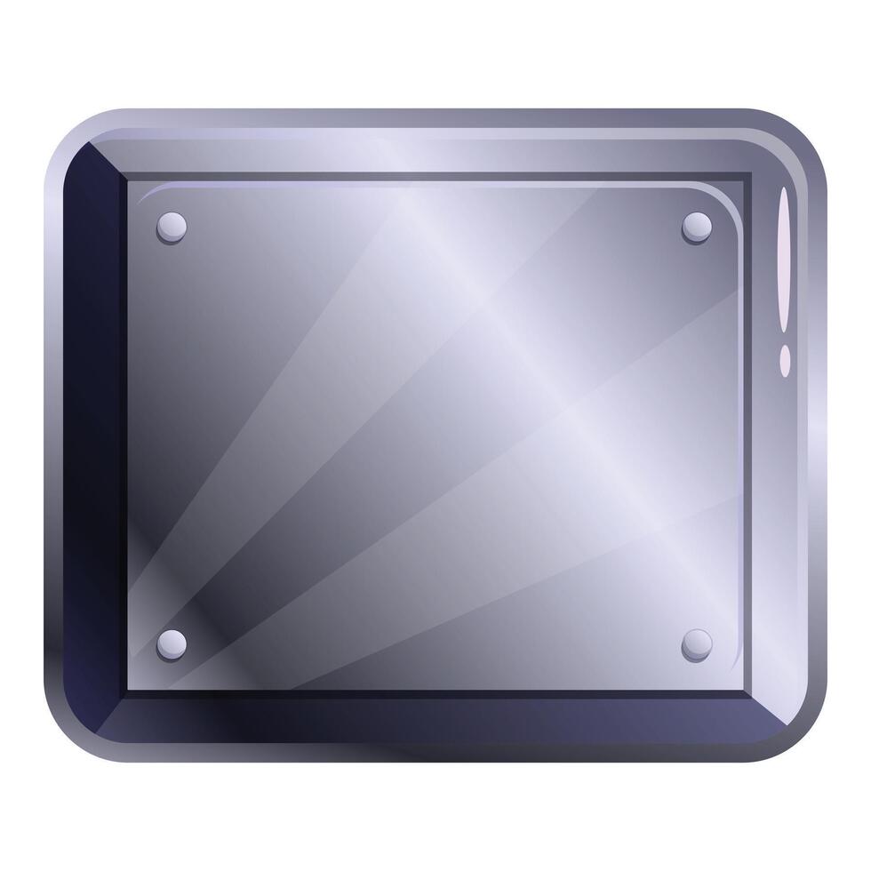 Shiny square metal plate is fixed by rivets vector