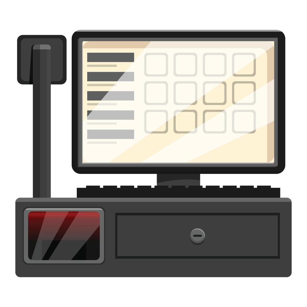 Point of sale system showing blank screen with blank buttons vector
