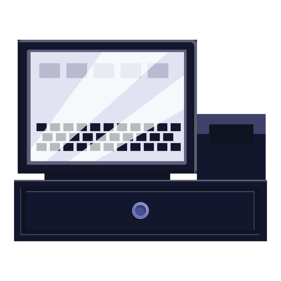 Cash register with monitor for processing payments in store vector