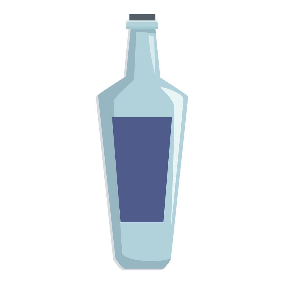 Blue glass bottle with blank label standing on white background vector
