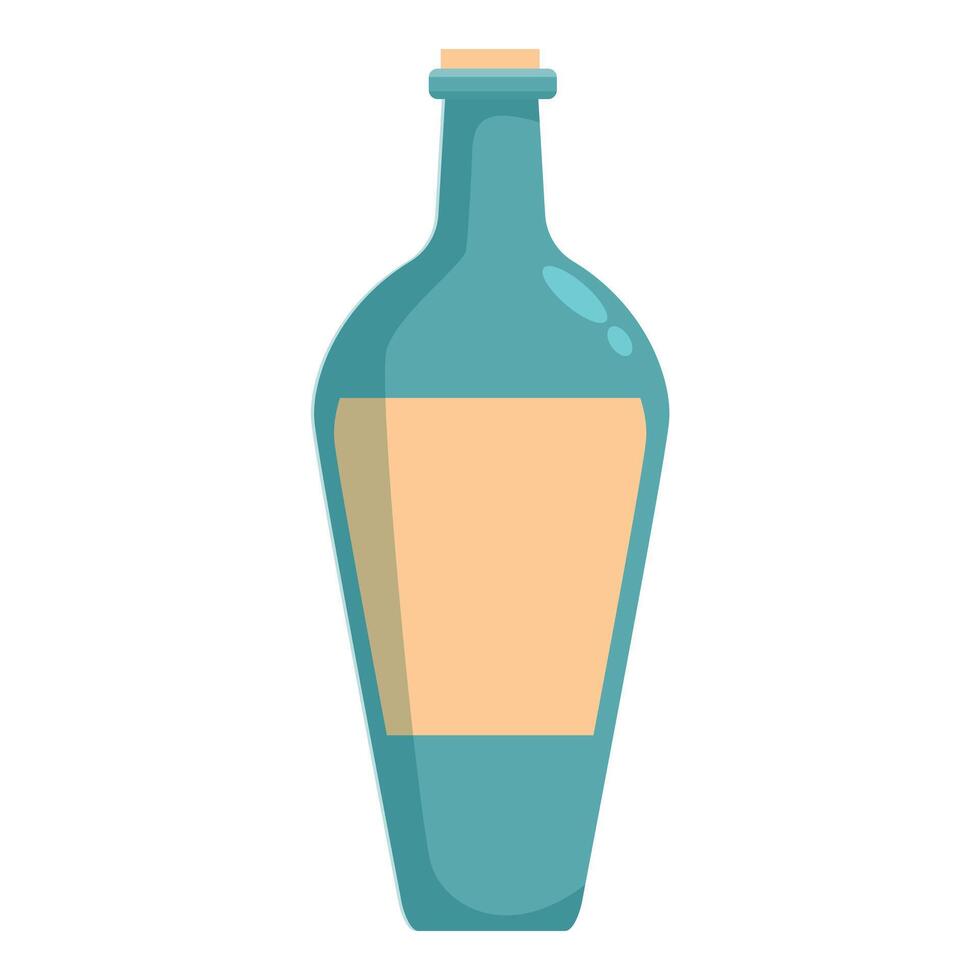 Blue glass bottle with cork having blank label for your text or logo vector