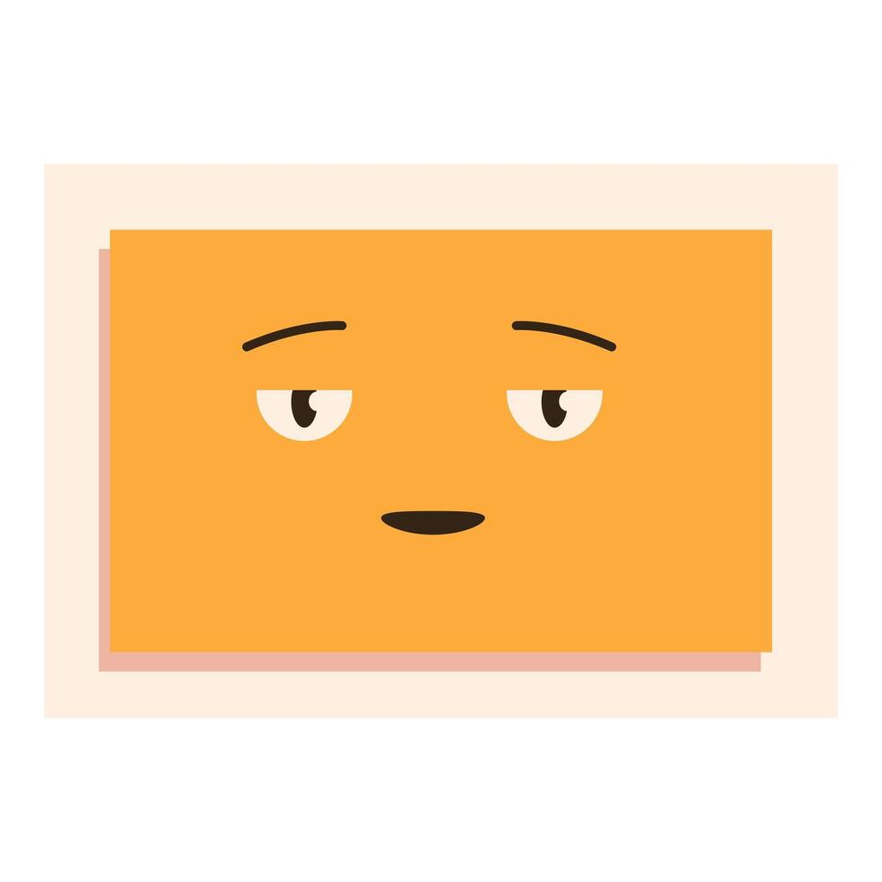 Orange square emoji expressing boredom with tired eyes vector