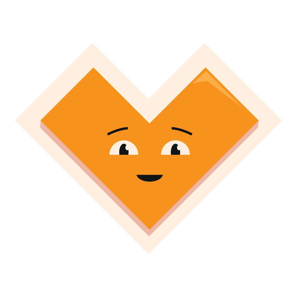 Orange heart shape character smiling and looking happy vector