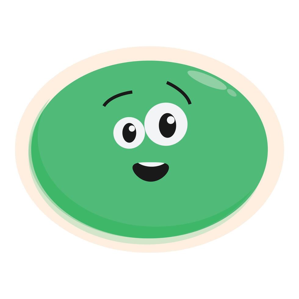 Green cartoon oval shape character smiling with big eyes vector