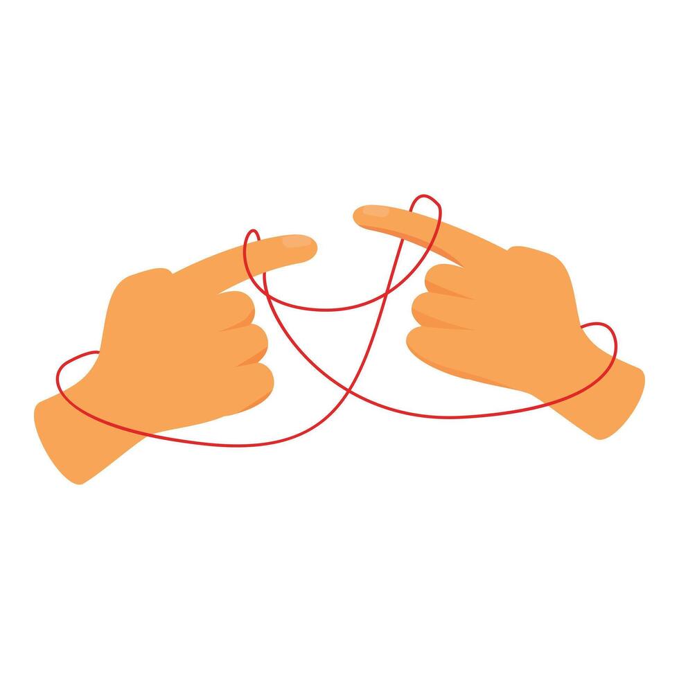 Two hands tying red string of fate together, love and relationship concept vector
