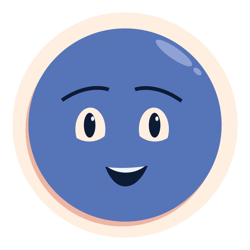 Round blue character smiling and looking happy vector
