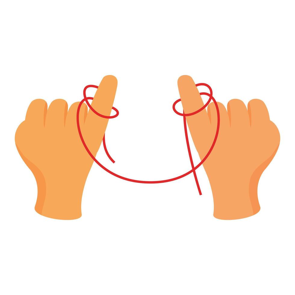 Two hands tying knot with red thread, making promise or agreement concept vector