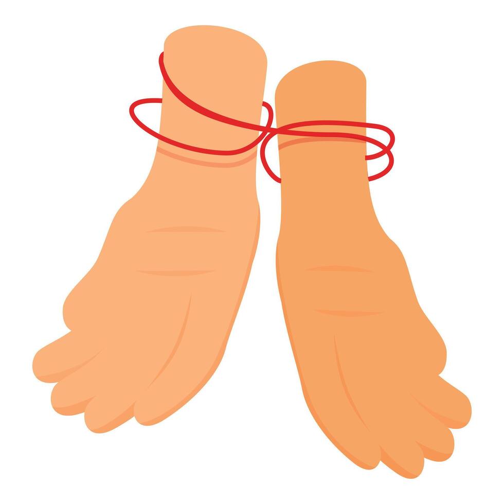 Two hands tied together with red string symbolizing marriage vector