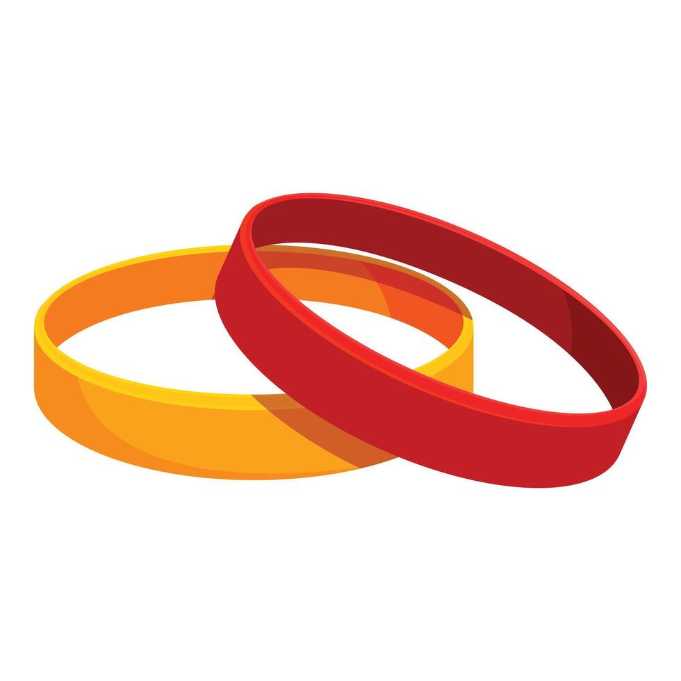 Red and yellow rubber wristband lying next to each other vector
