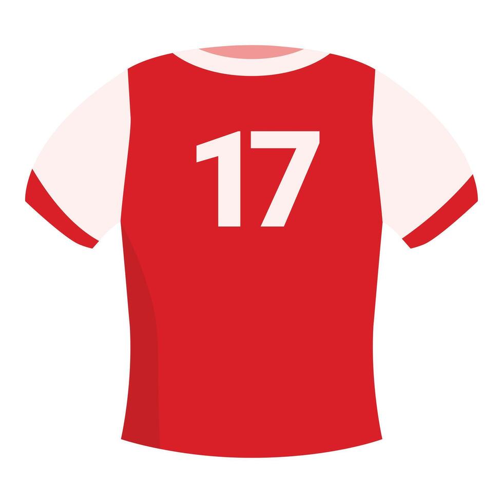 Red football jersey featuring the number seventeen on the back vector