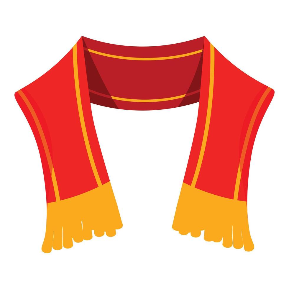 Red and yellow scarf hanging, supporting sports team at match vector