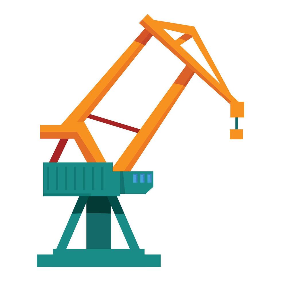 Harbor crane lifting cargo in industrial port area vector