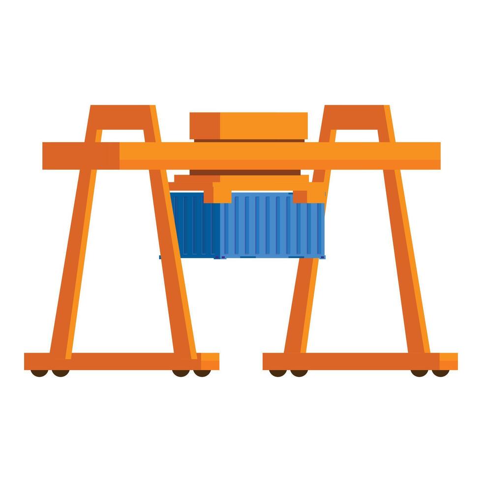 Container crane lifting cargo container at a port terminal vector