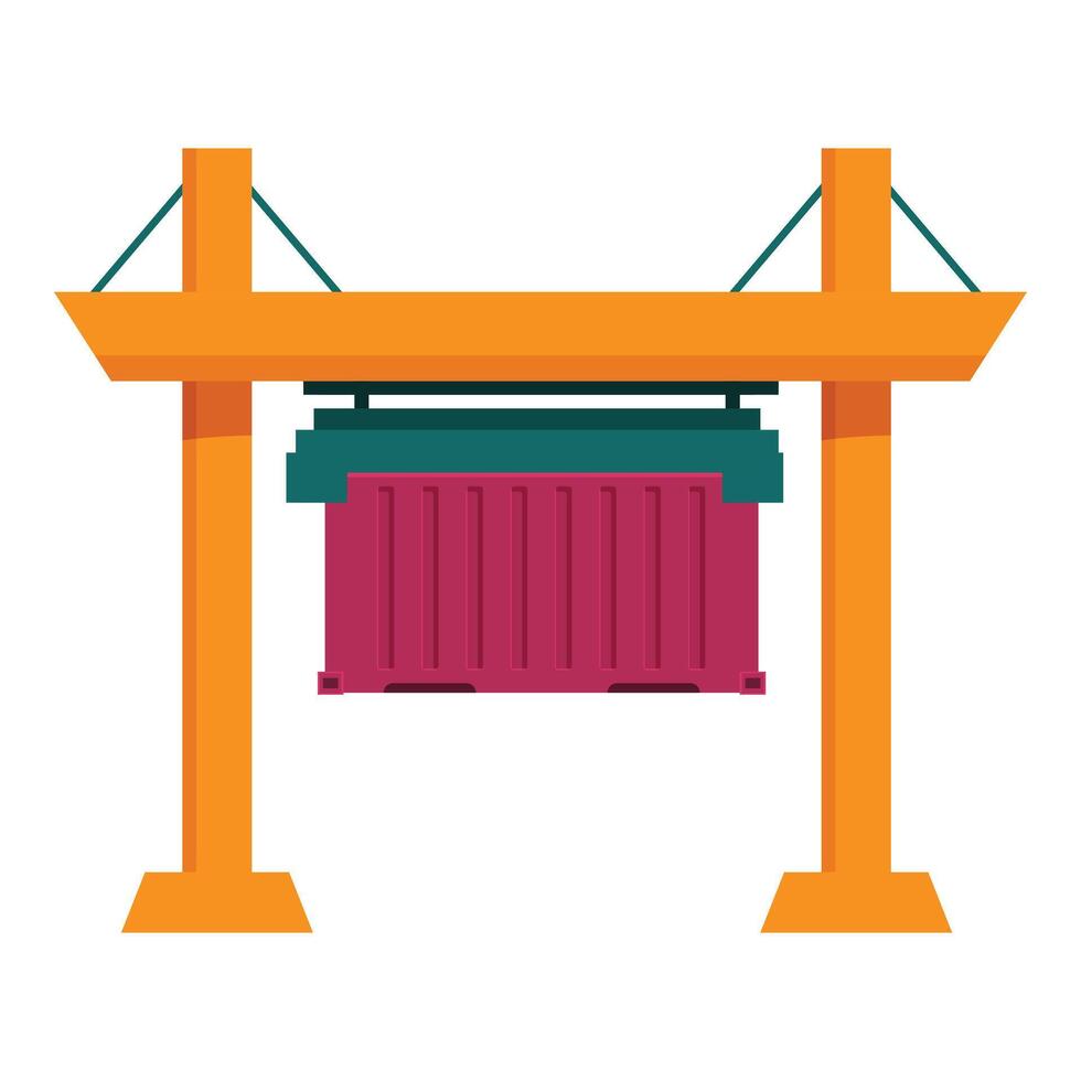 Gantry crane lifting container in shipping port terminal vector