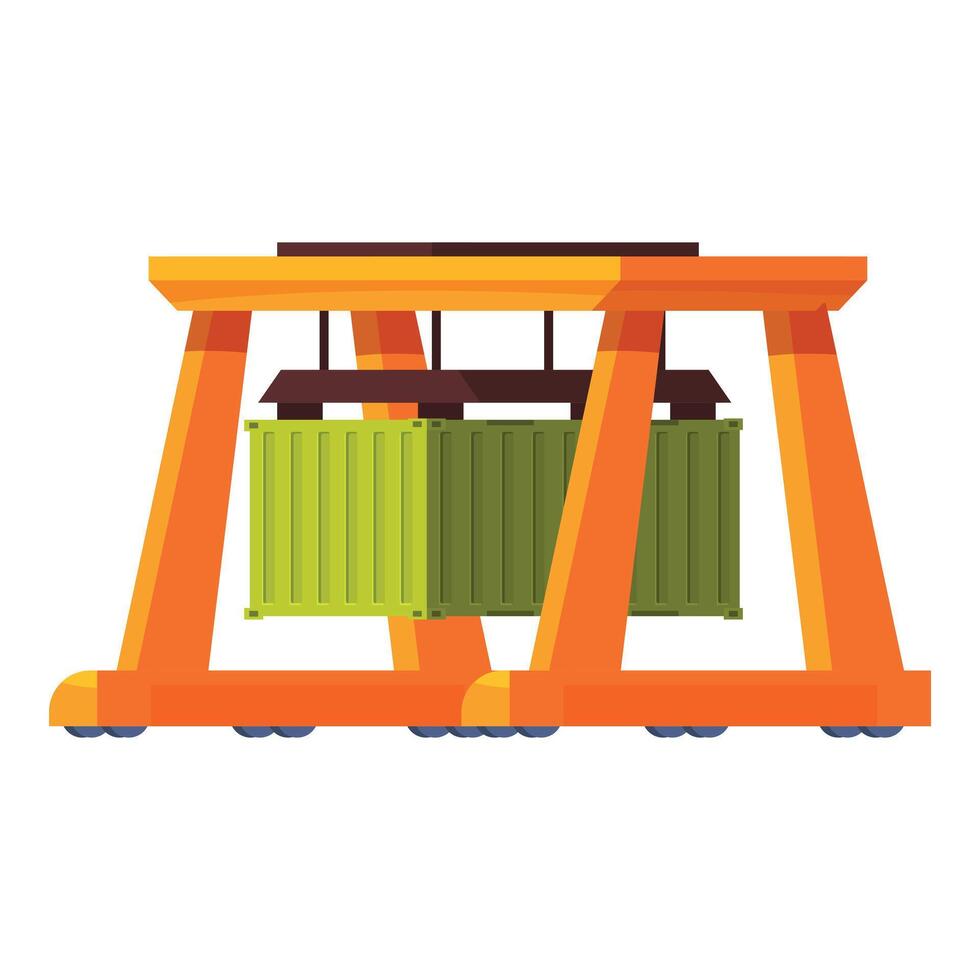 Gantry crane lifting container at port terminal handling cargo vector