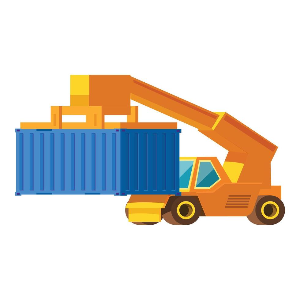 Forklift is lifting cargo container, delivery and shipping concept vector