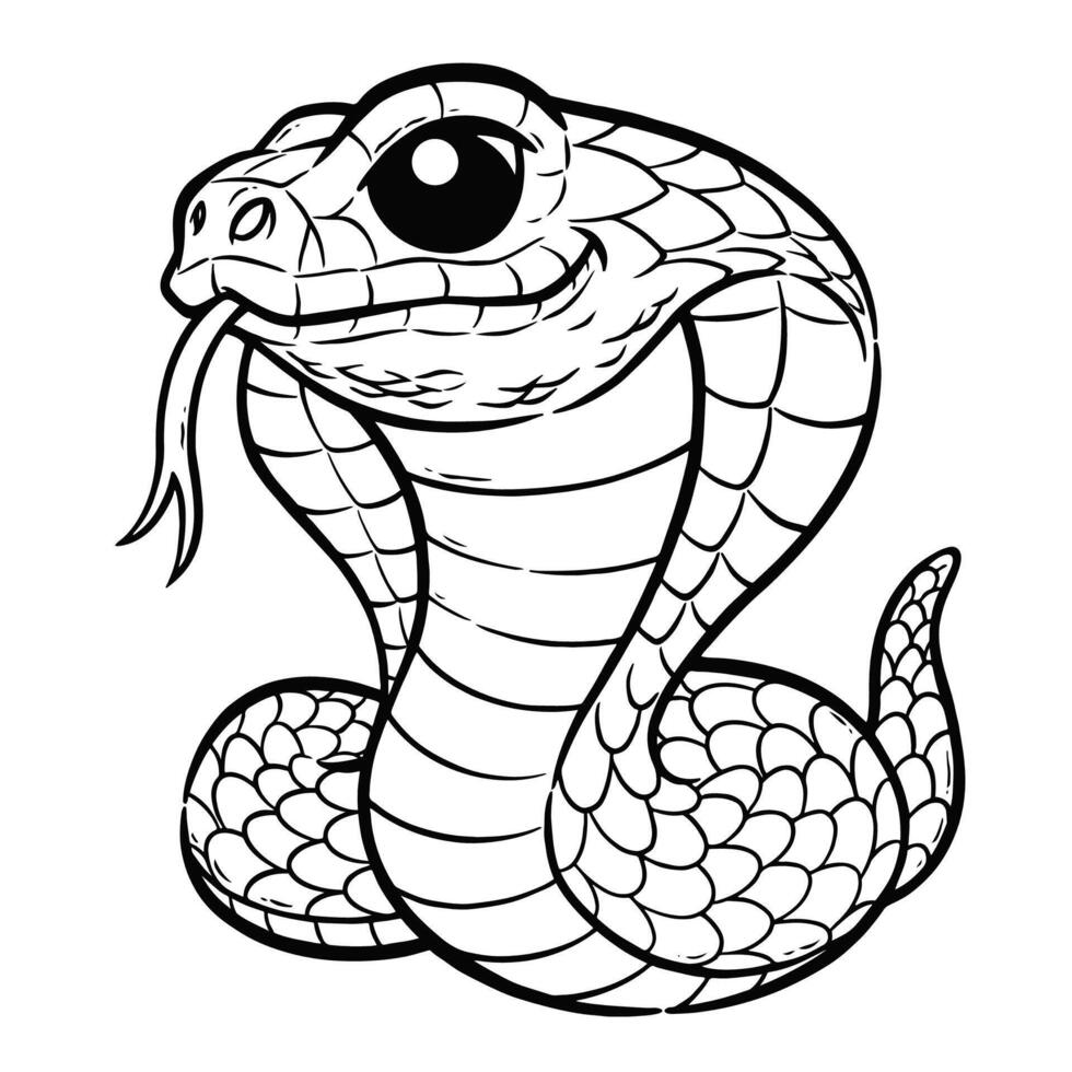 Snake - Coloring book for kids. King cobra vector