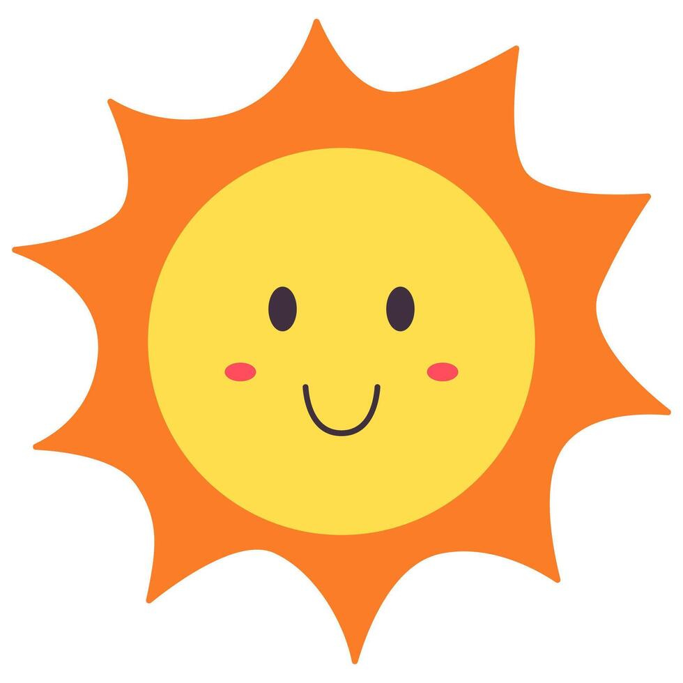 Happy smiling sun isolated on white background. vector