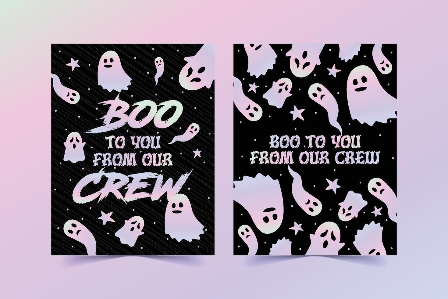 Set of Halloween party invitations, greeting cards, or posters with boo calligraphy vector