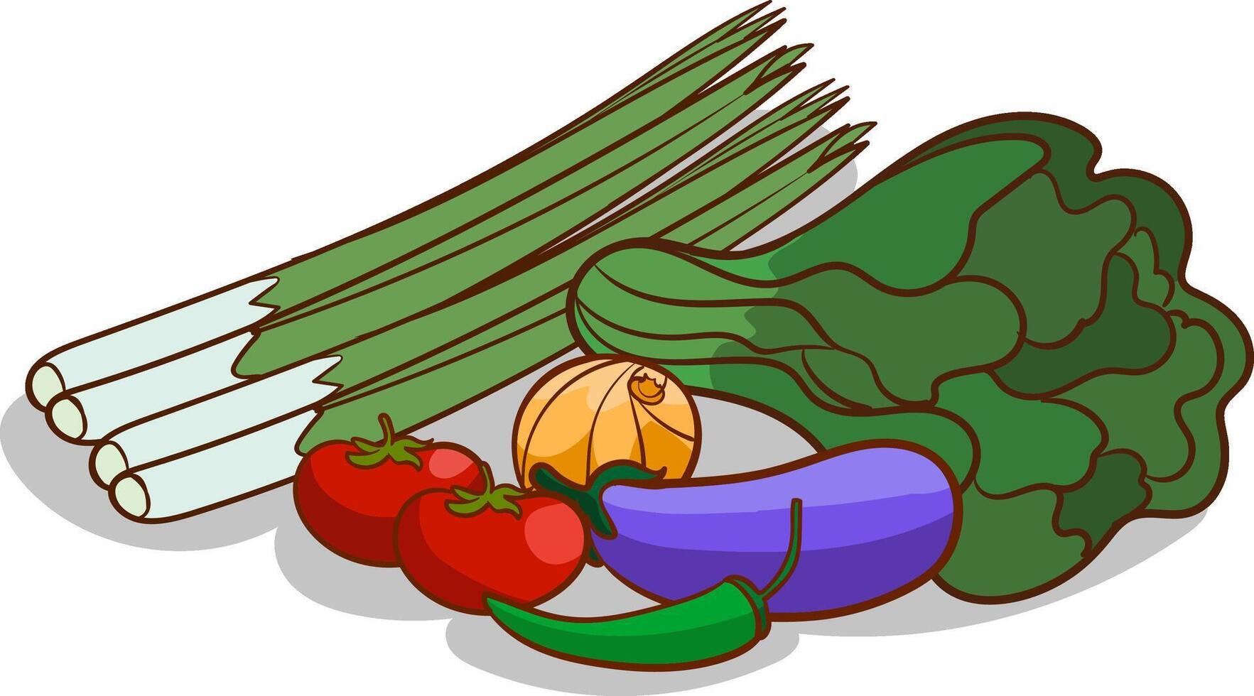 collection of vegetable element design vector