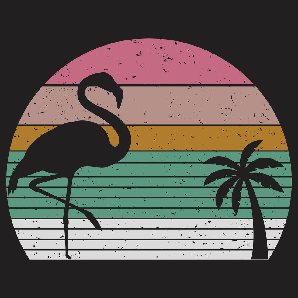Vintage Retro Flamingo t shirt design vector