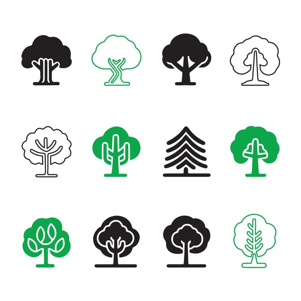 Tree icon set vector