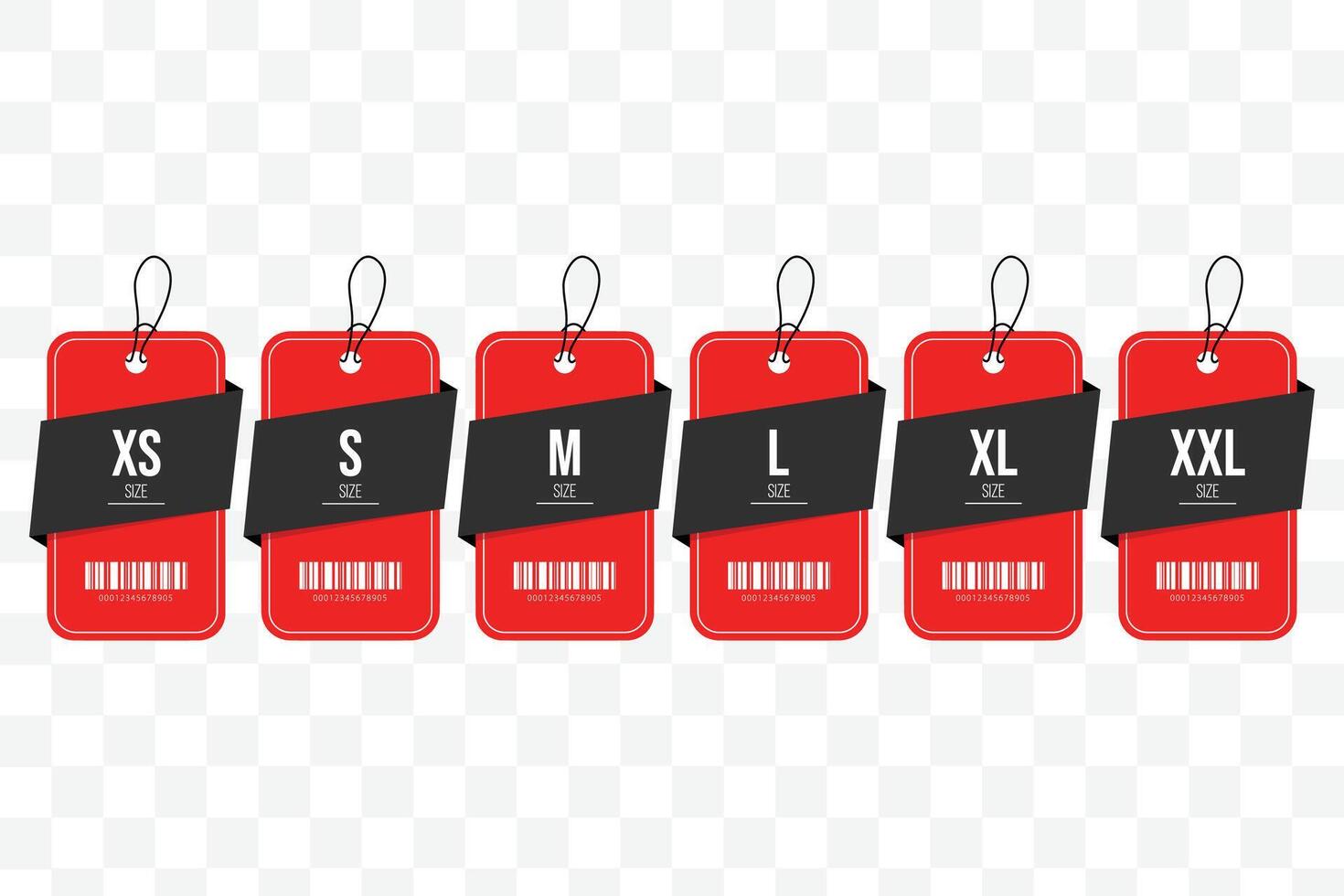 XS S M L XL XXL Set of label with size letter Clothing label vector