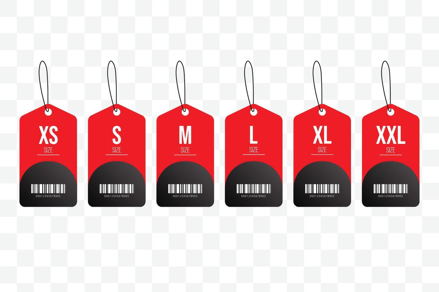 XS S M L XL XXL Clothing size labels set vector