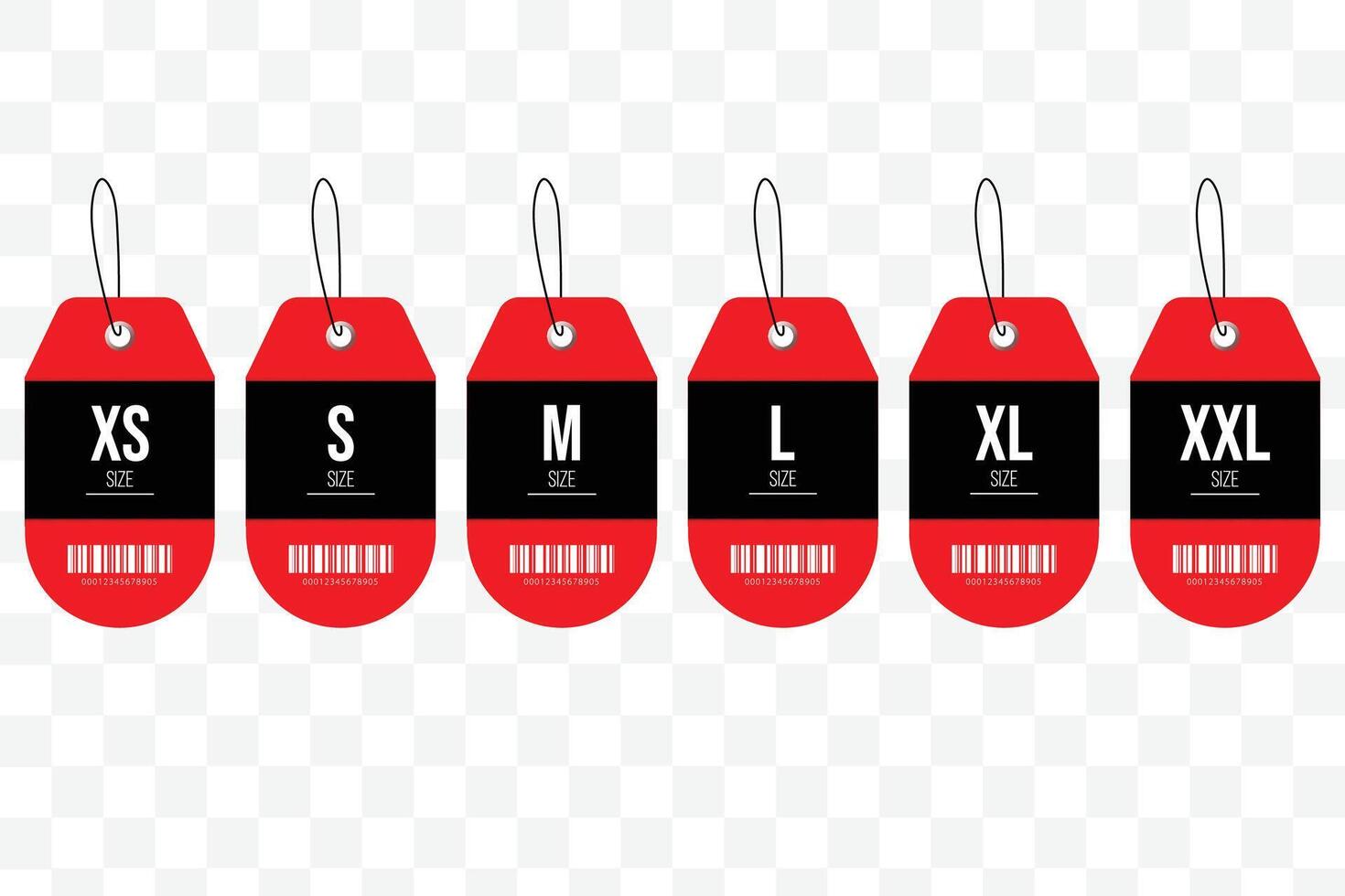 Set of clothing size labels XS S M L XL XXL Size label vector