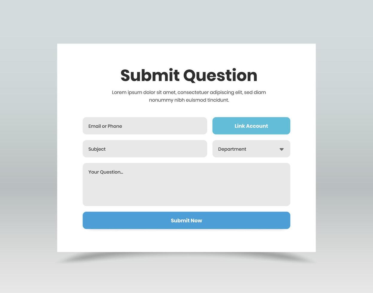 Ask question and query contact form template design for web and mobile app vector