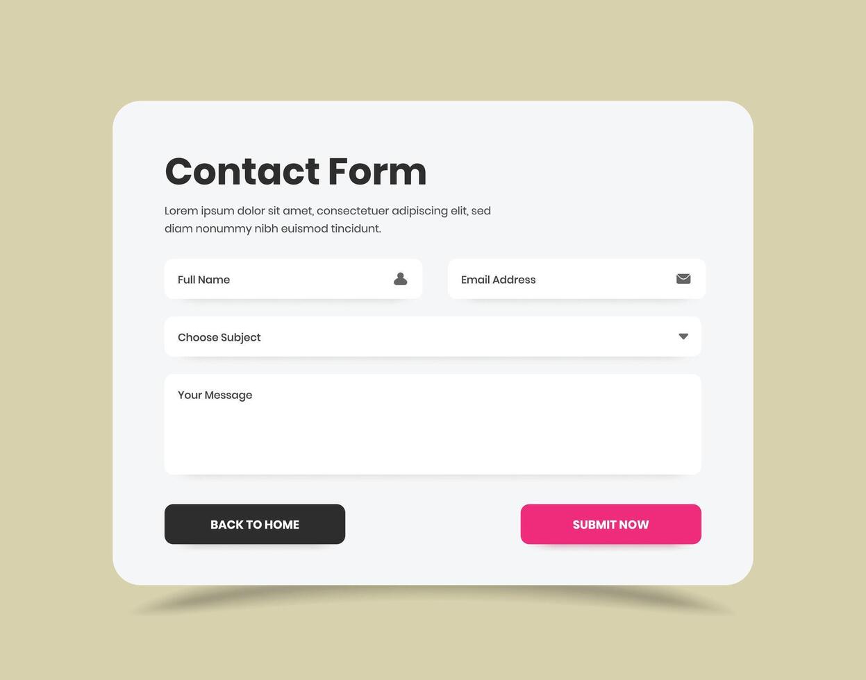 Contact form popup web and mobile interface template design vector