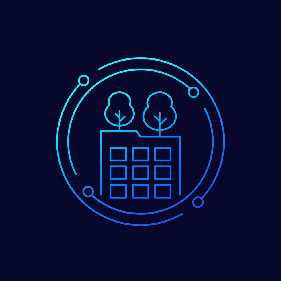 roof garden icon, linear design vector