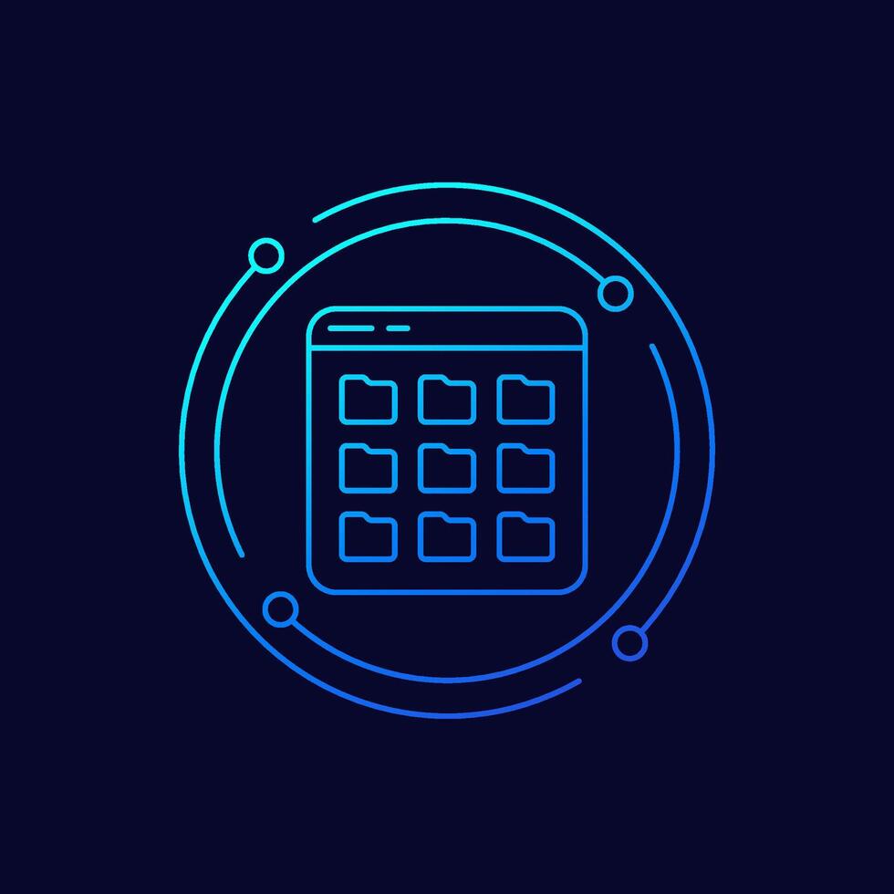 file folders icon, linear design vector