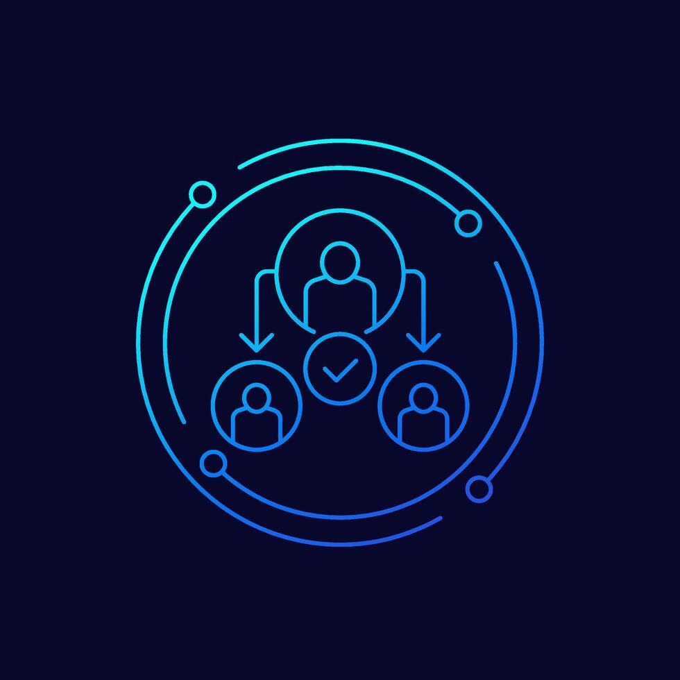 delegate or assign icon, linear design vector