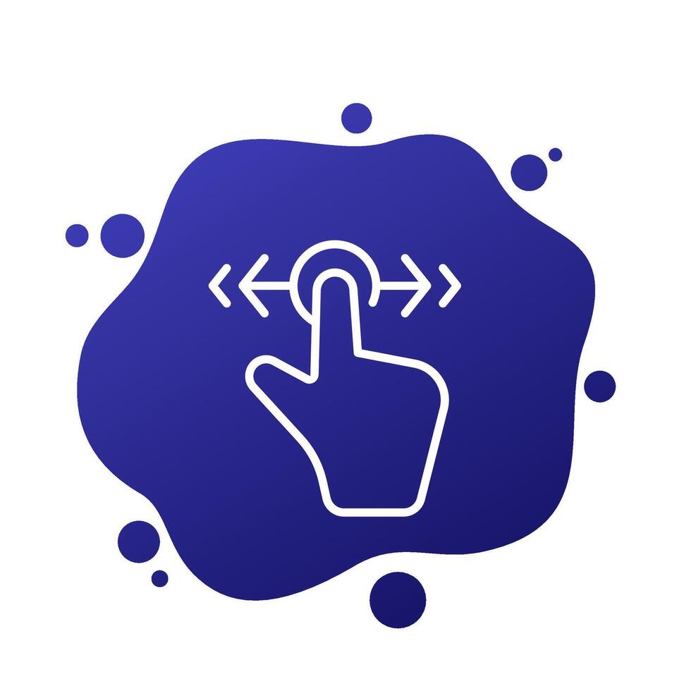 Slide or scroll line icon, hand gesture vector
