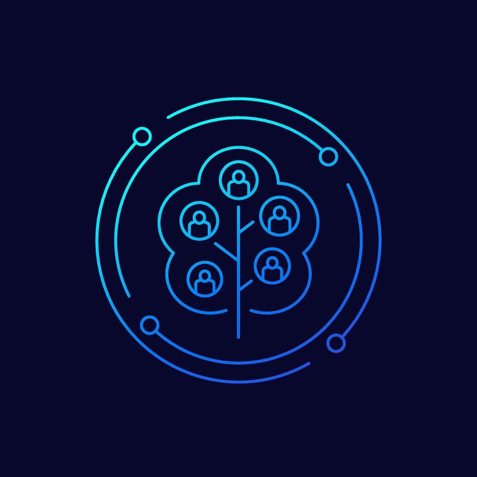 genealogy tree icon, linear design vector