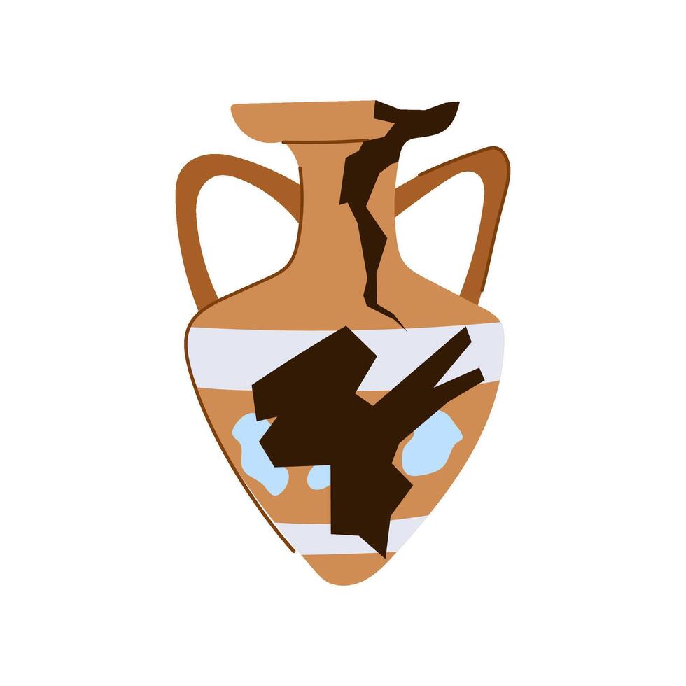 tery broken antique pot cartoon illustration vector