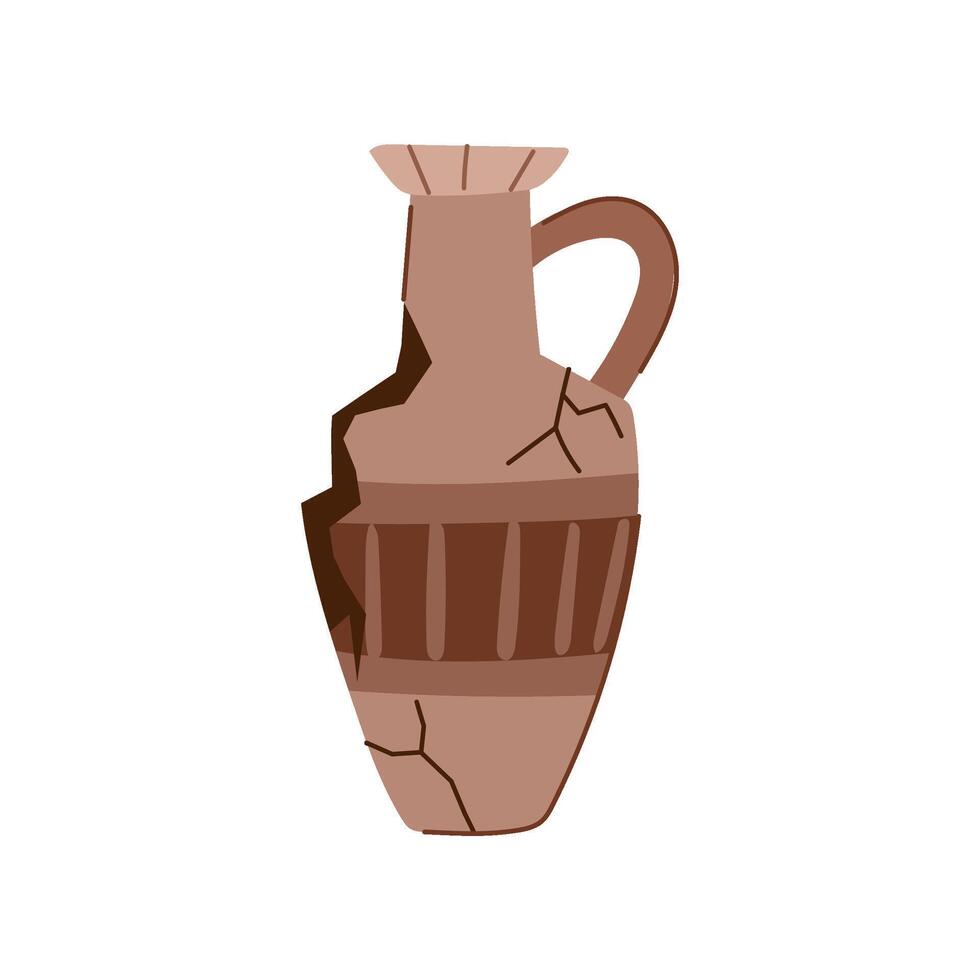 greek broken antique pot cartoon illustration vector