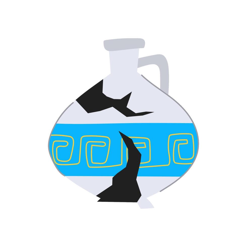 jar broken antique pot cartoon illustration vector