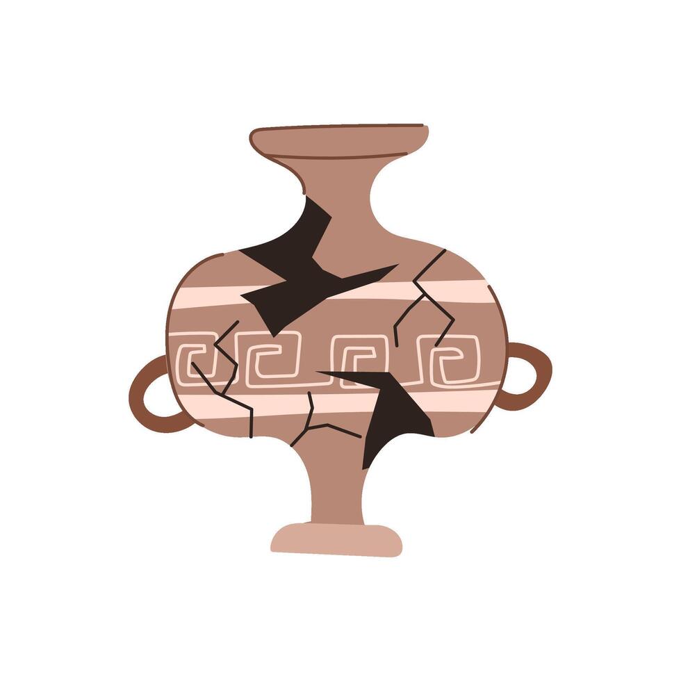 urn broken antique pot cartoon illustration vector