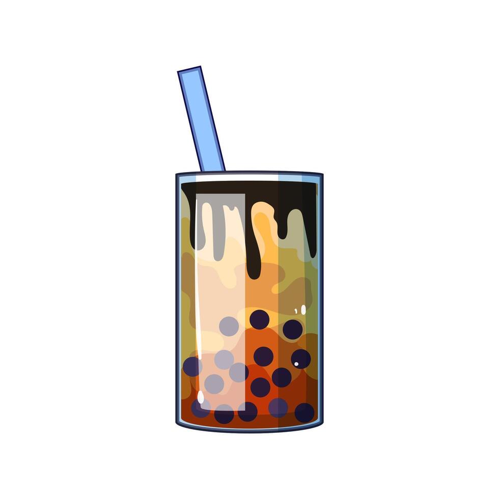 ice bubble tea cartoon illustration vector
