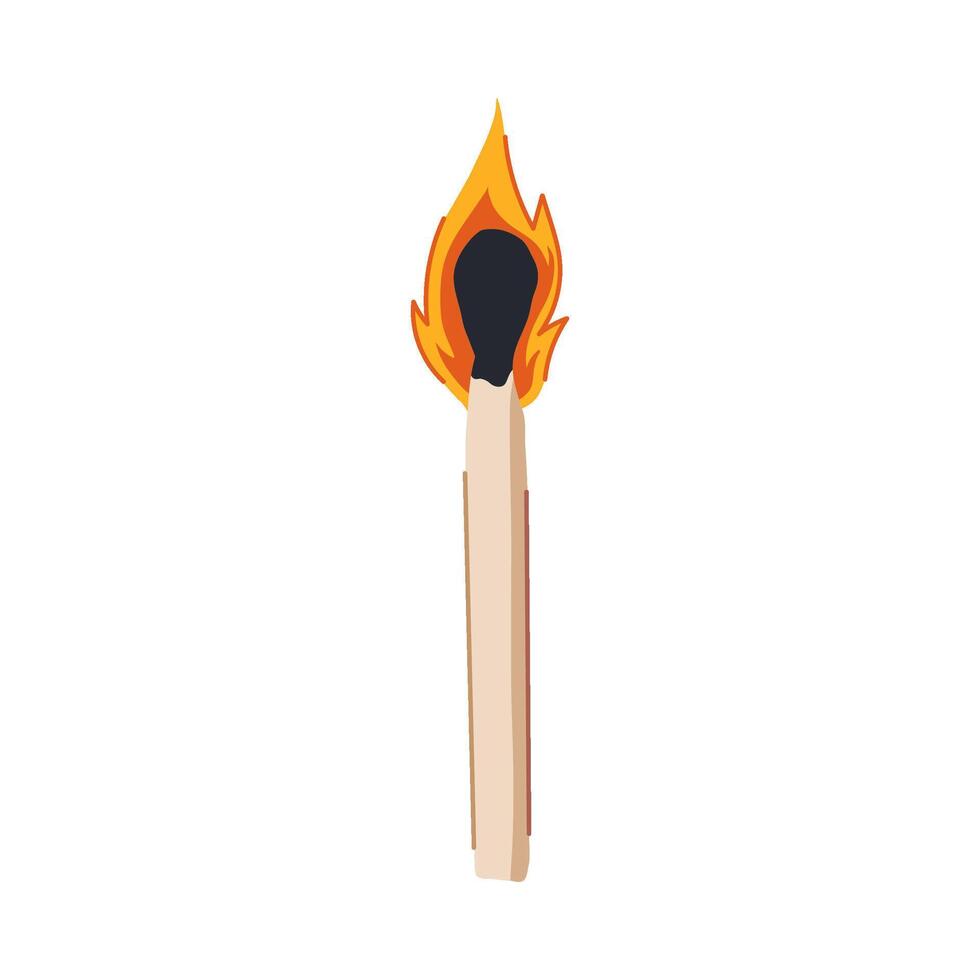 fire burning match cartoon illustration vector