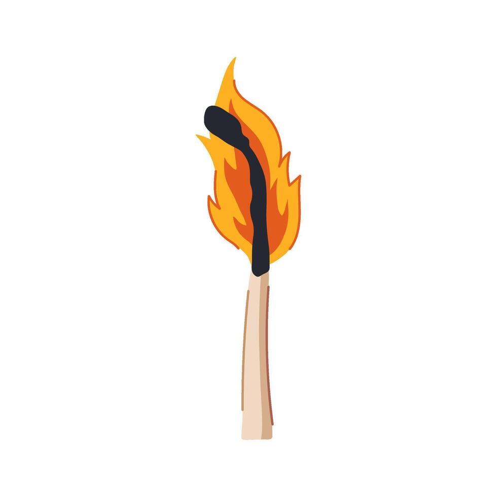 flame burning match cartoon illustration vector