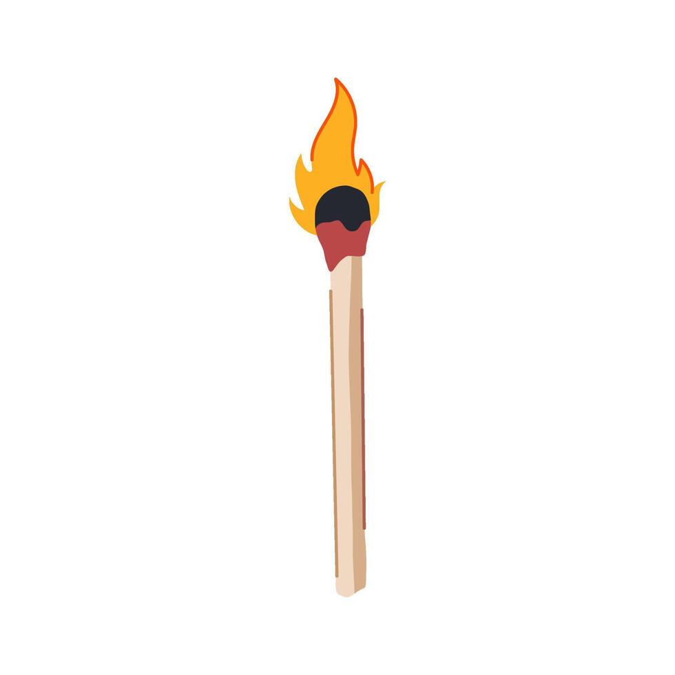 stick burning match cartoon illustration vector