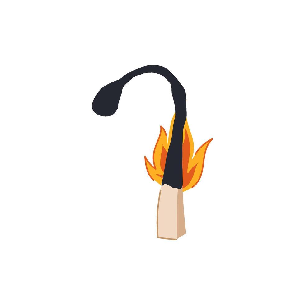 burn burning match cartoon illustration vector