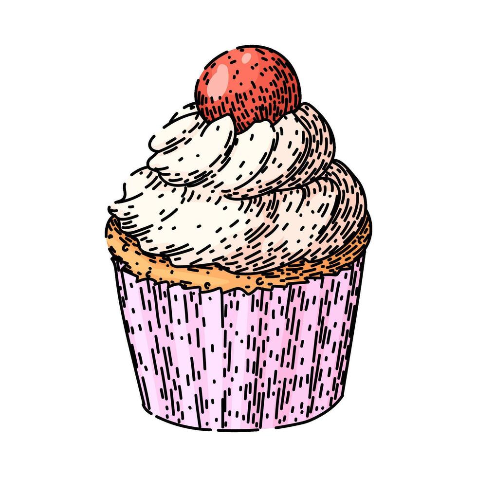 baking cupcake sketch hand drawn vector